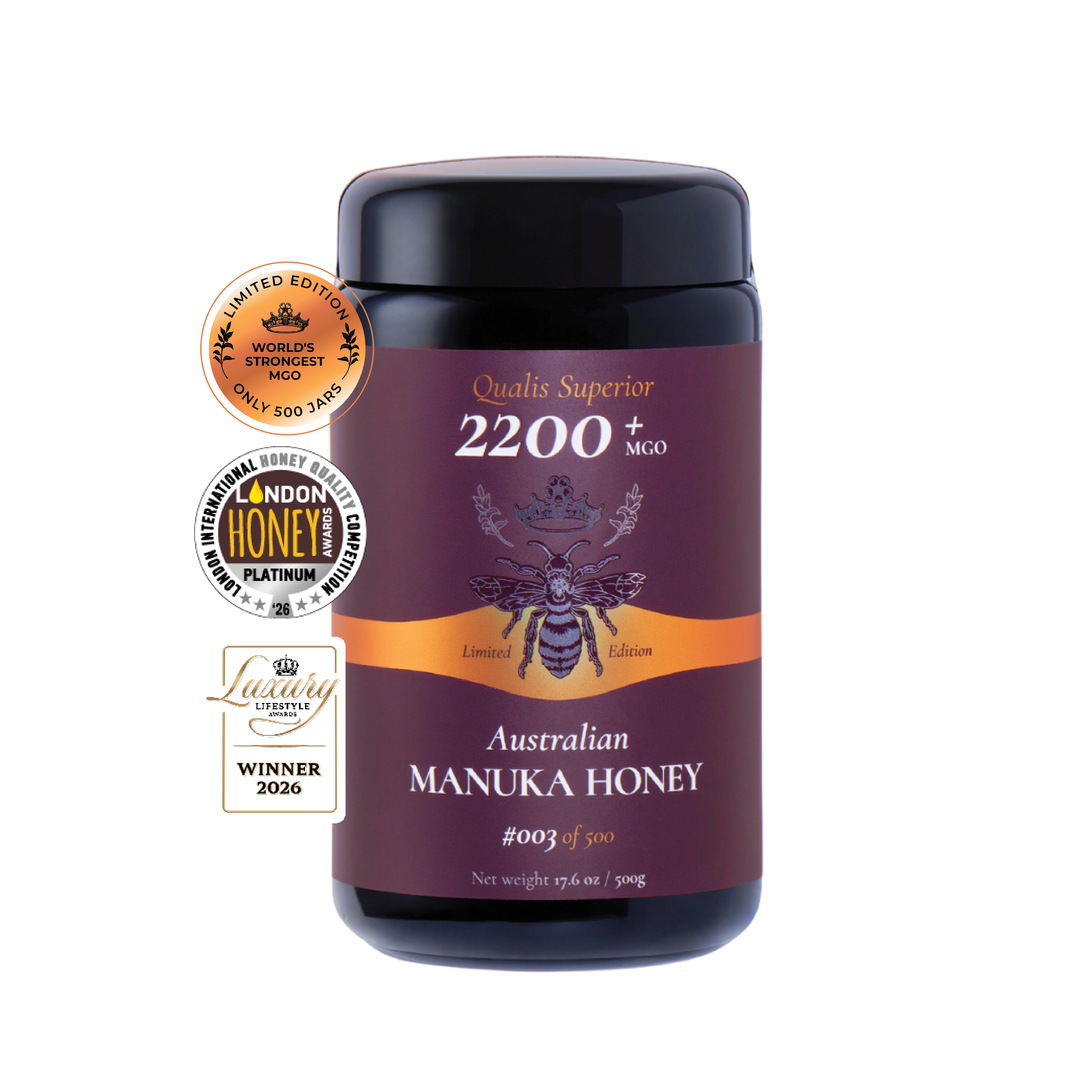 MGO 2200+ World's Strongest Medical Grade Manuka Honey (17.6oz
