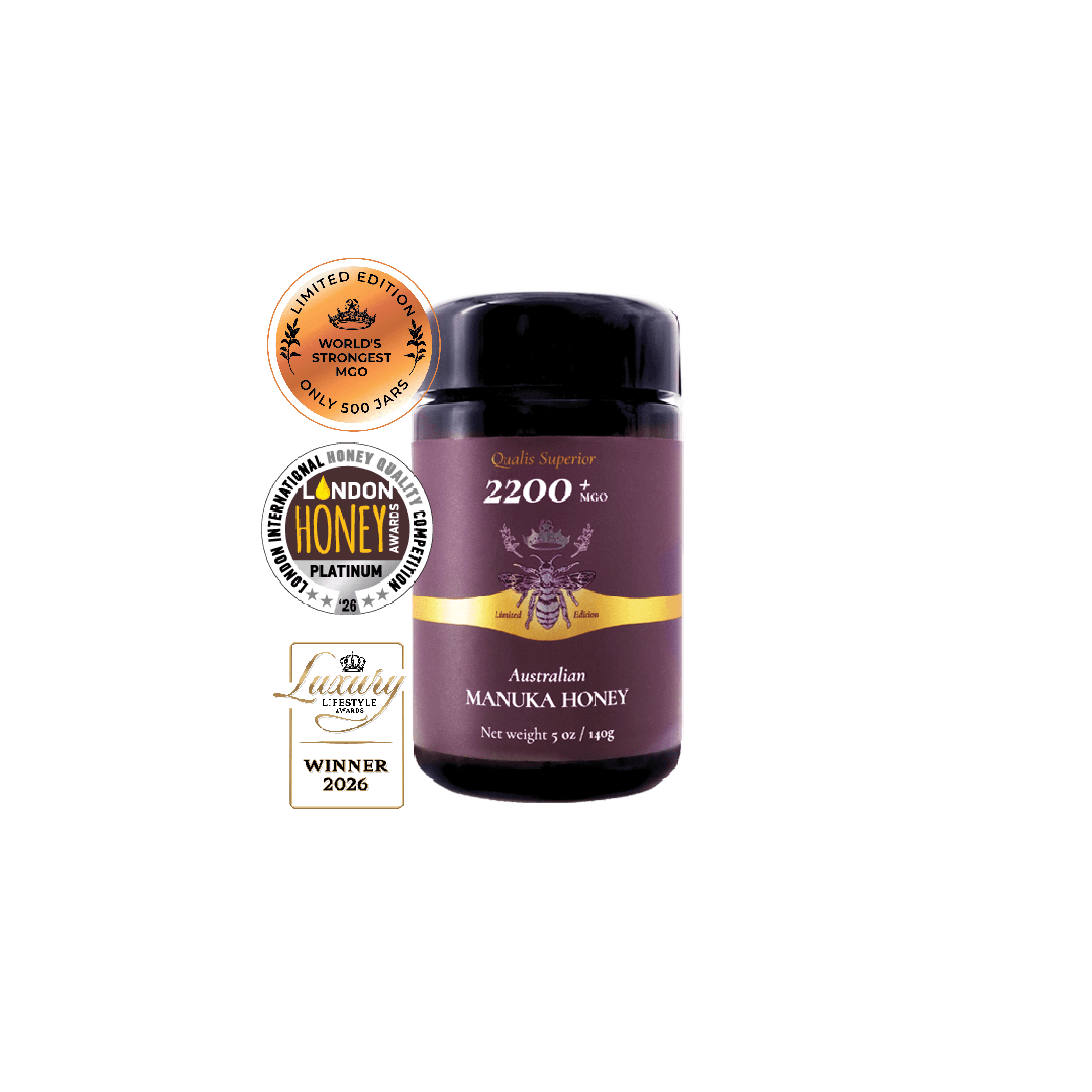 (o^^o)  b-mac HONEY20 (15%カスタム) MGO 2200+ World's Highest Strength Manuka Honey (5oz) – Biosota US