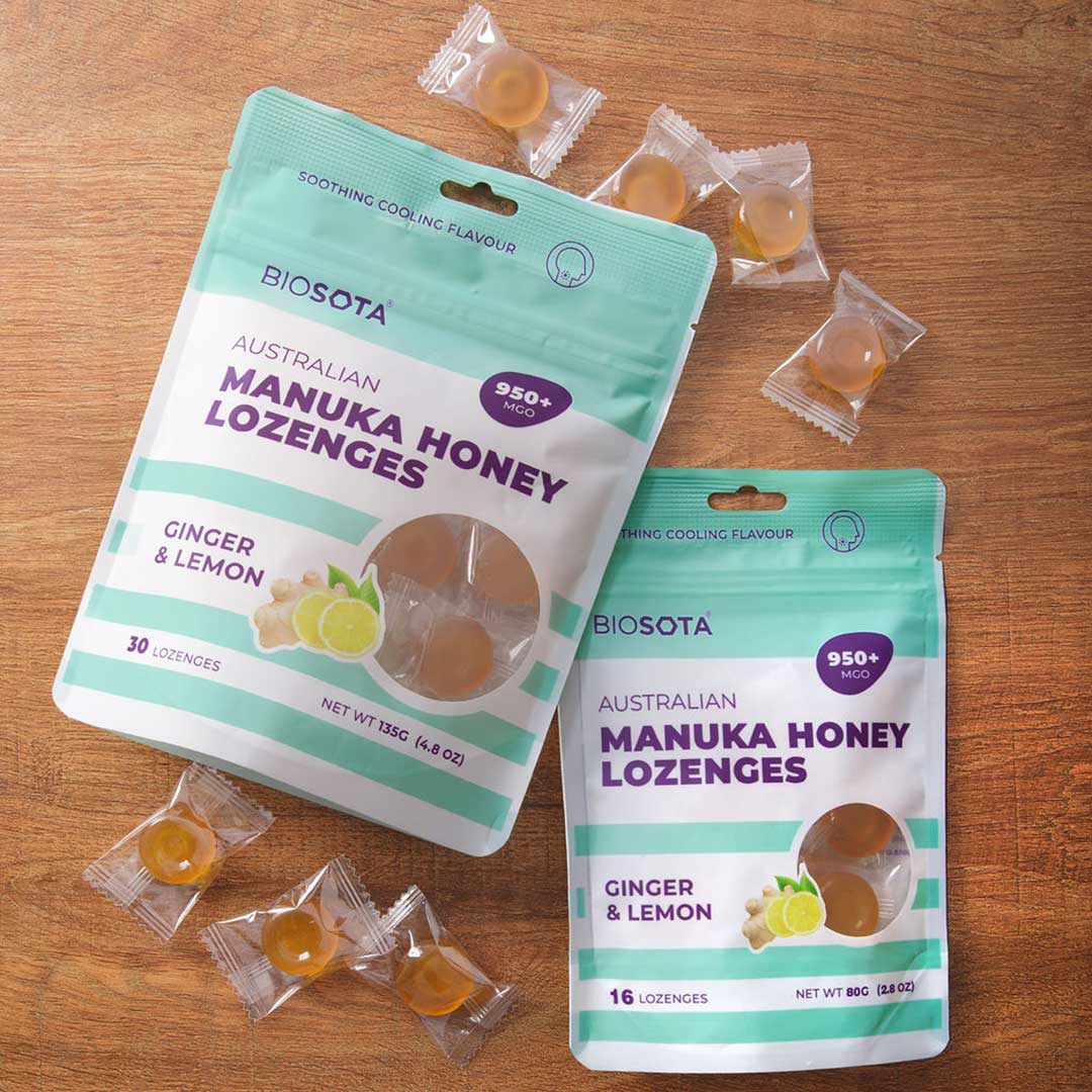 Manuka honey lozenges ginger and lemon