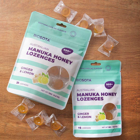 Manuka honey lozenges ginger and lemon