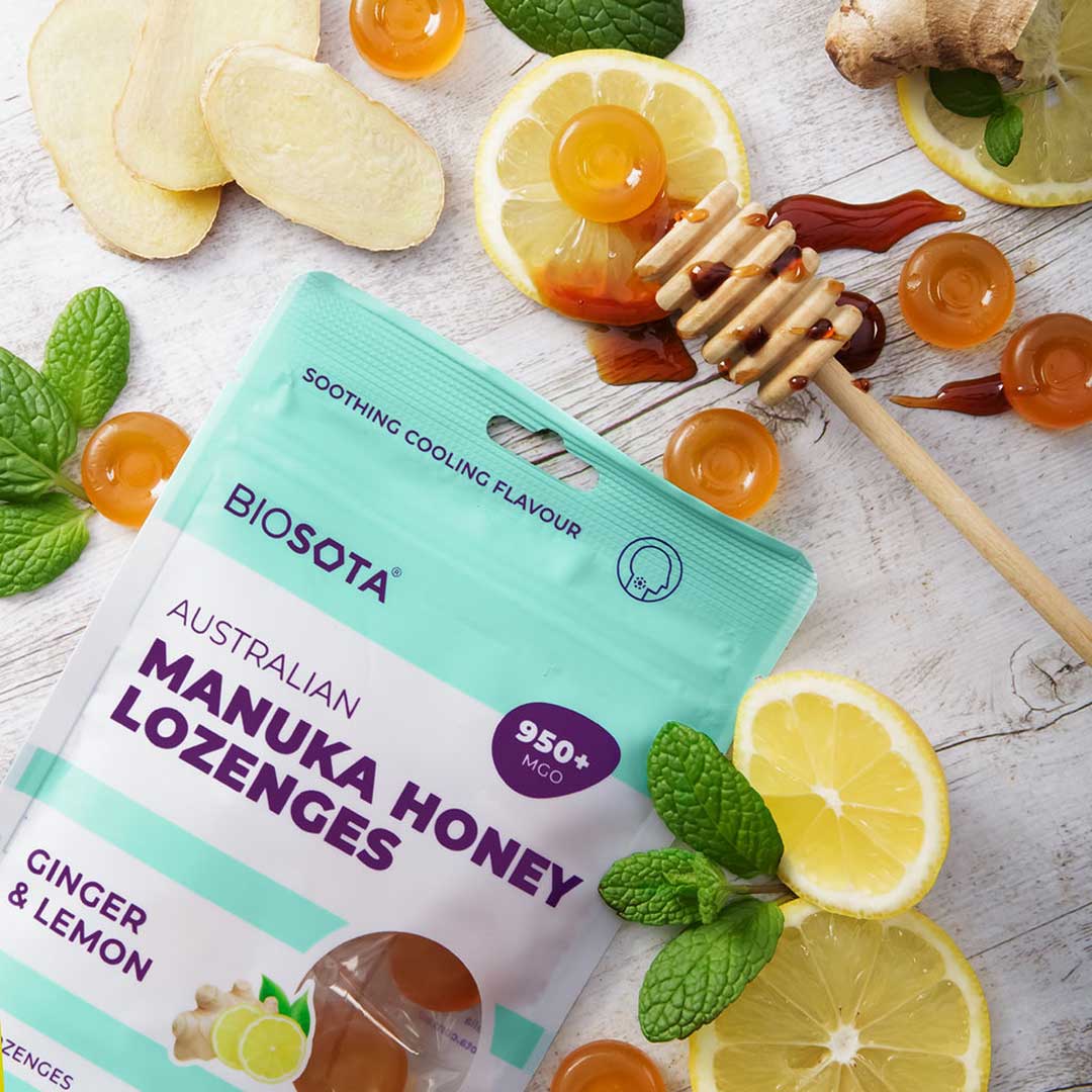 Manuka honey lozenges ginger and lemon