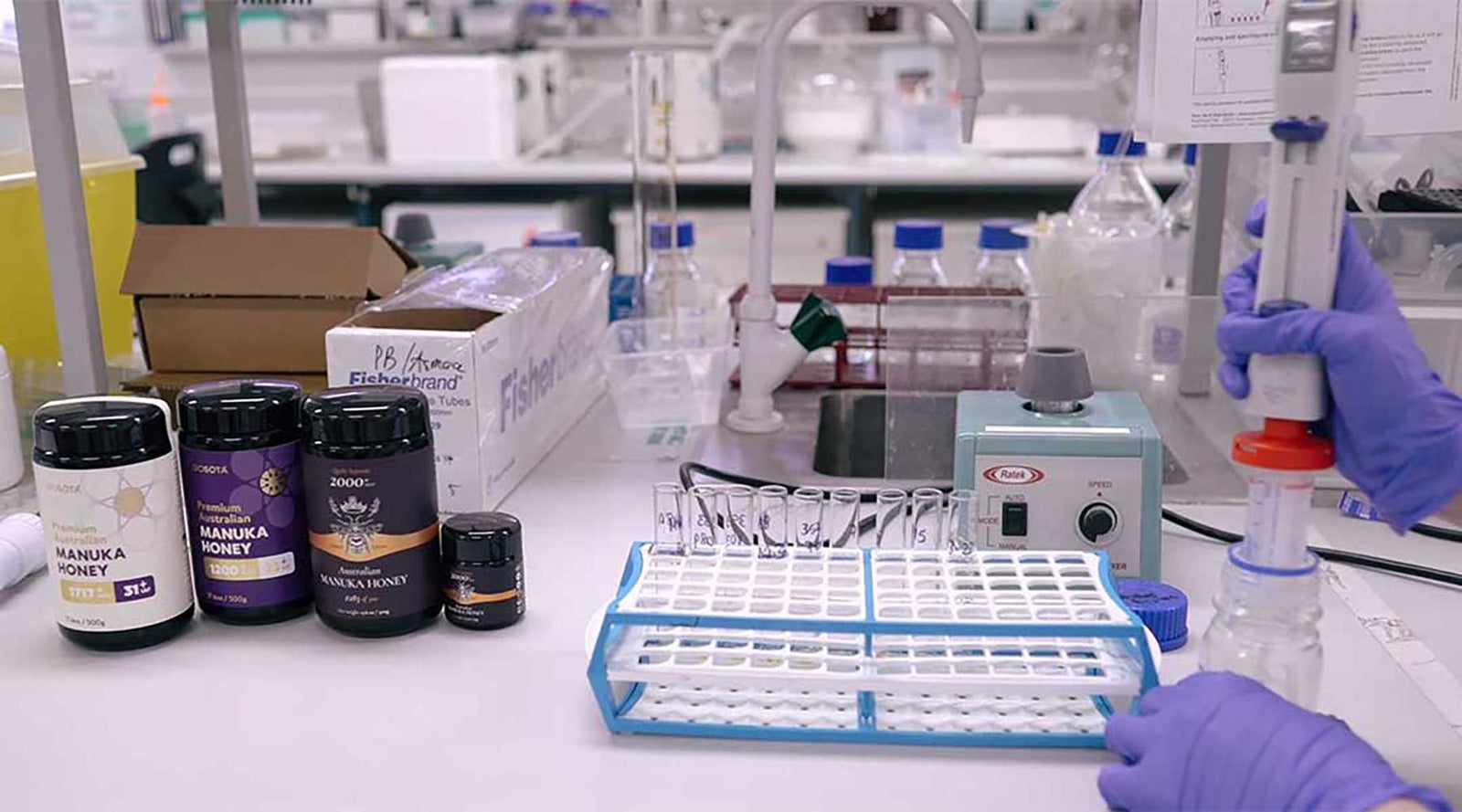 Honey being lab-tested to determine the level of MGO in Manuka honey