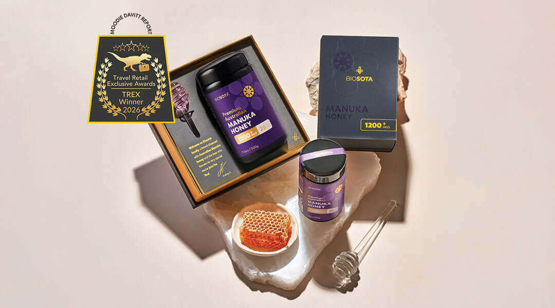 Biosota Organics Manuka Honey MGO 1200+ TREX Wellbeing Award Win