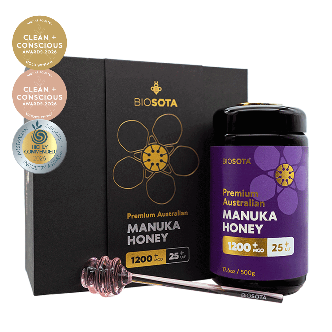 Gift Box MGO 1200+ (500g) with 2026 award wining logos
