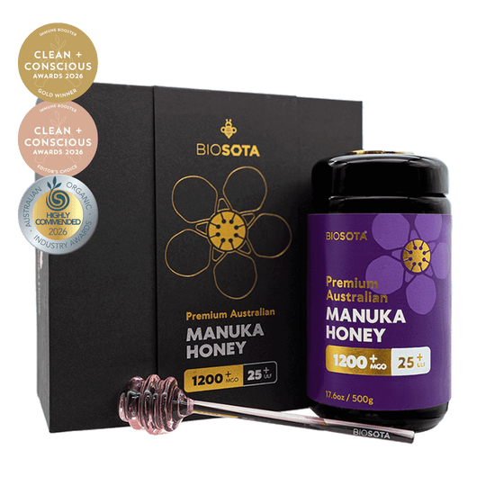 Gift Box MGO 1200+ (500g) with 2026 award wining logos