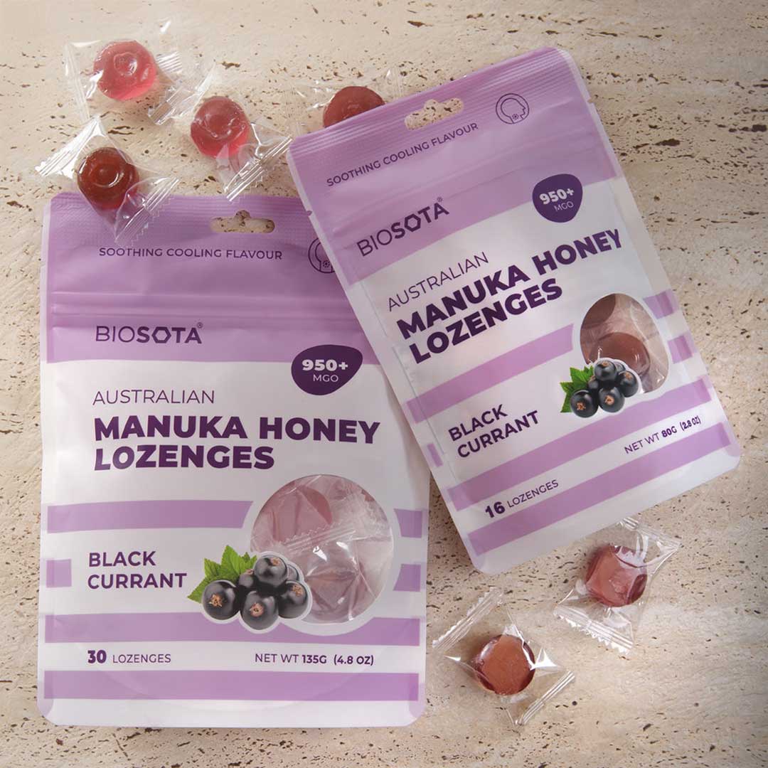 Manuka honey lozenges blackcurrant
