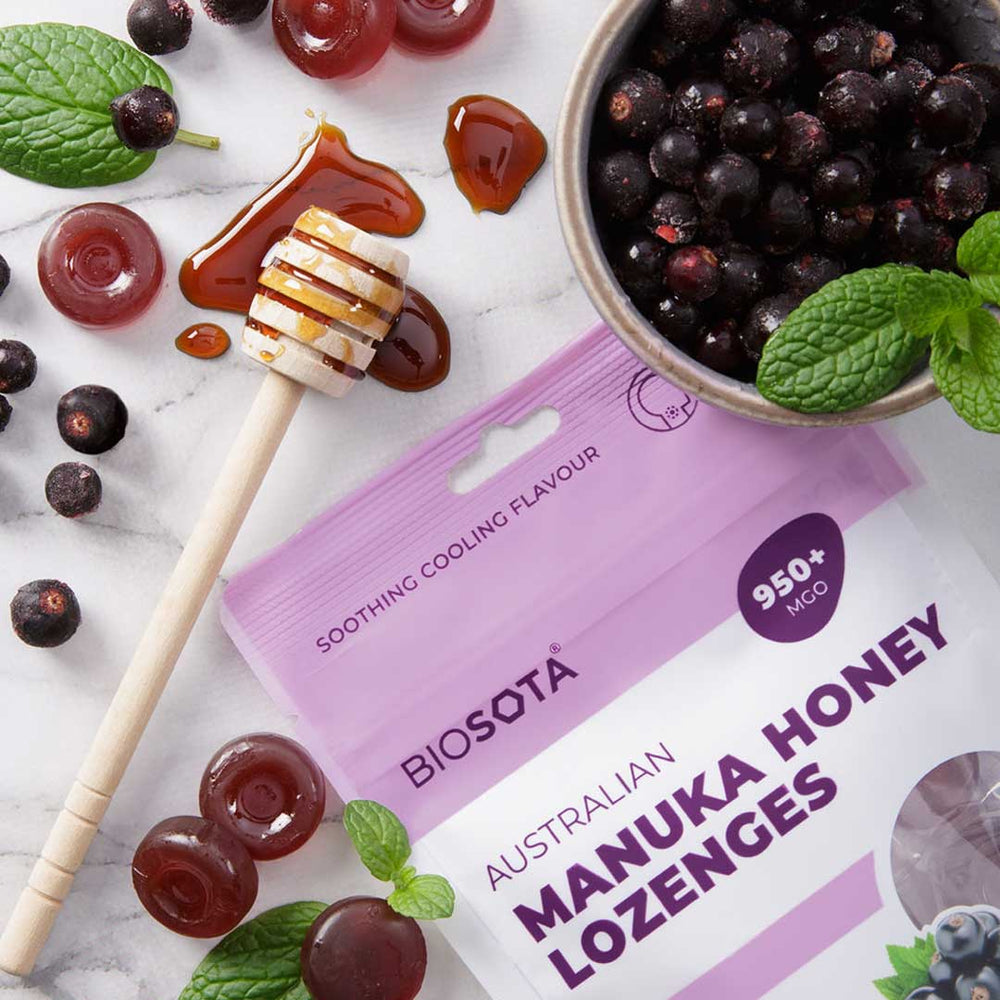 Manuka honey lozenges blackcurrant