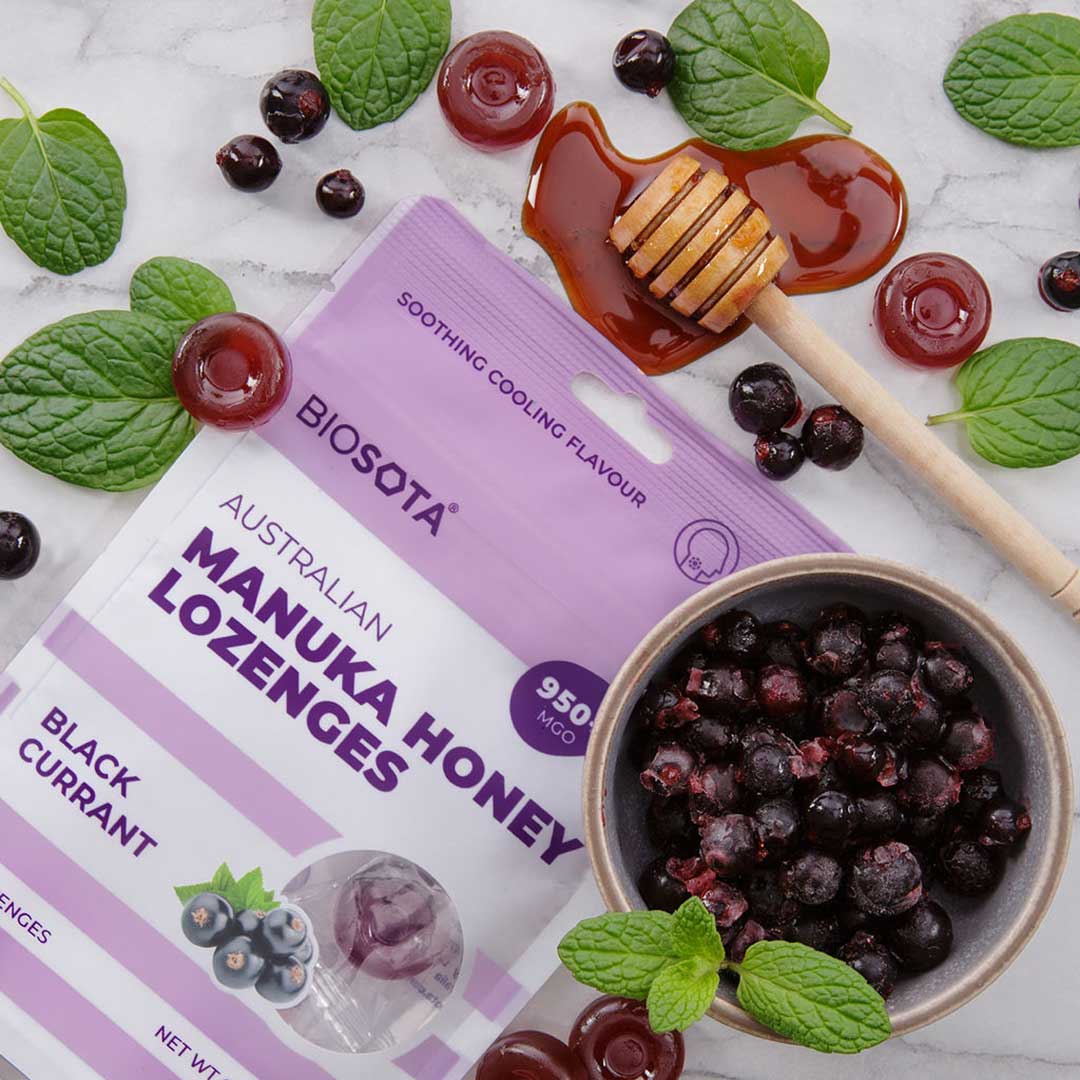 Manuka honey lozenges blackcurrant