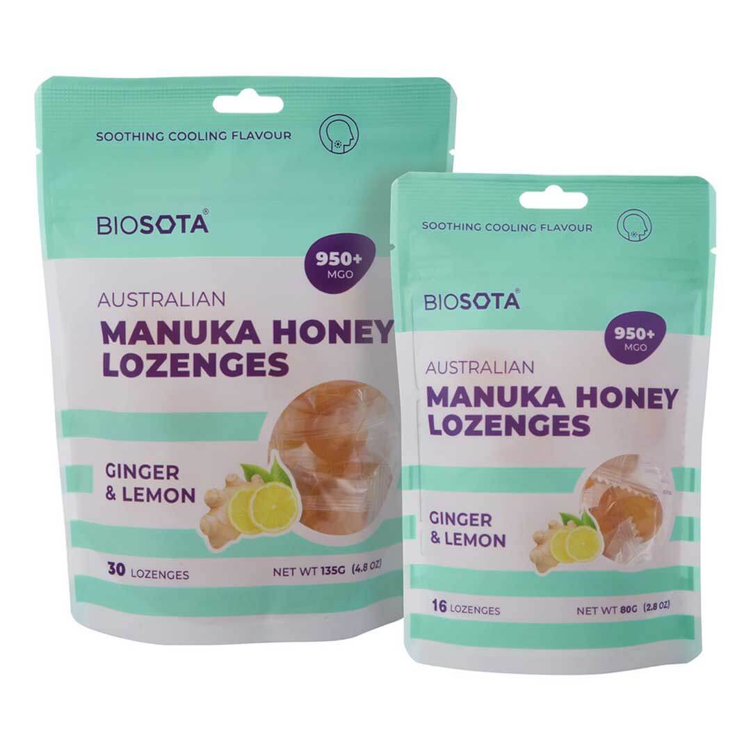 Manuka honey lozenges ginger and lemon